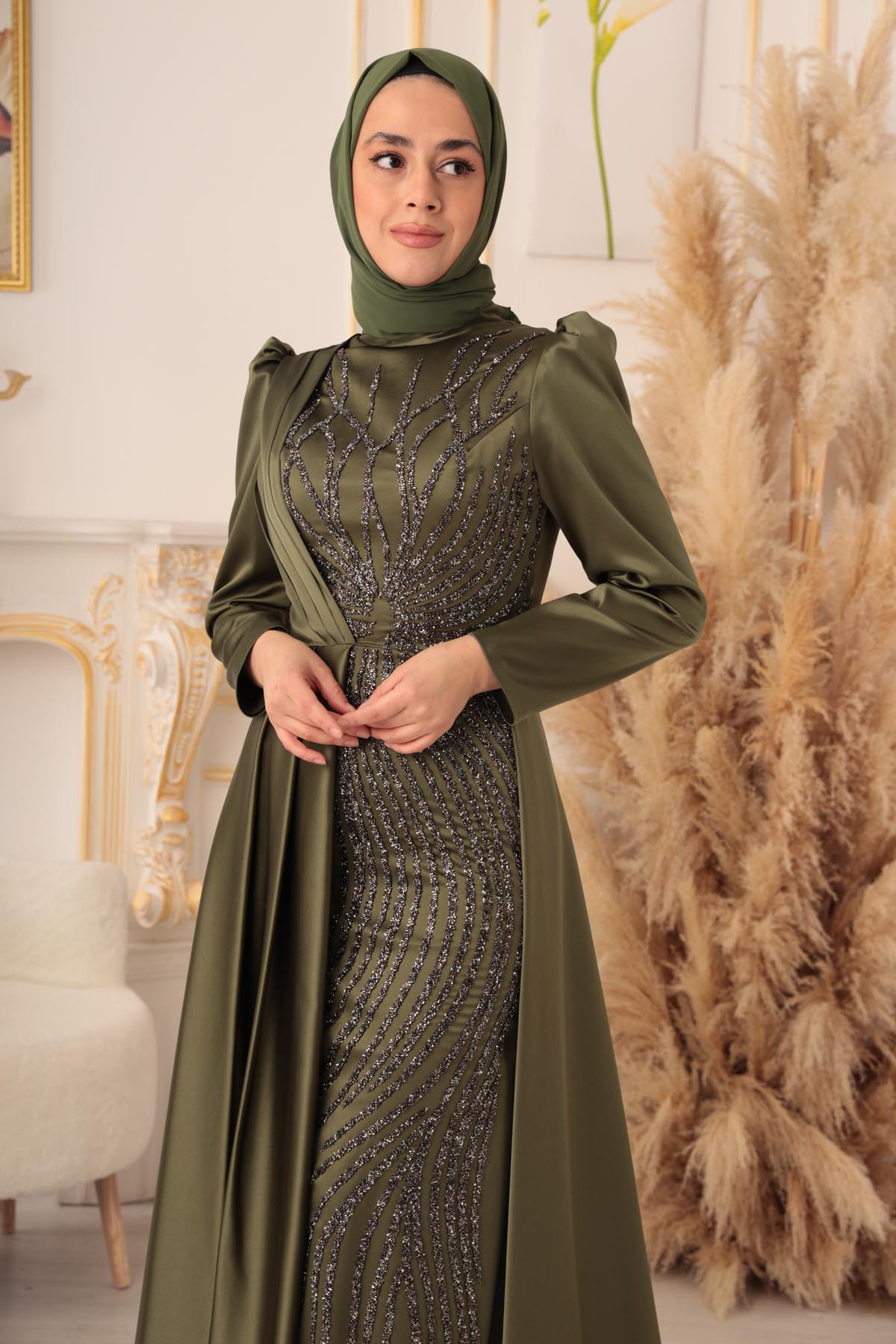 TAŞLI BALIK MODEL TESETTÜR ABİYE  (18480) HAKİ-40